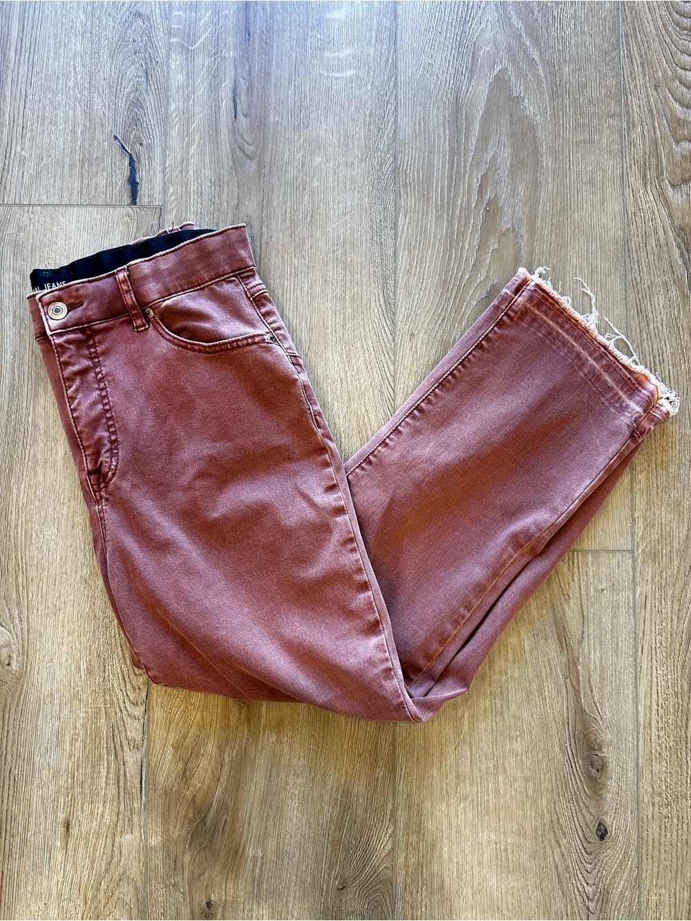 Women's Burnt Orange High-Rise Straight Jeans